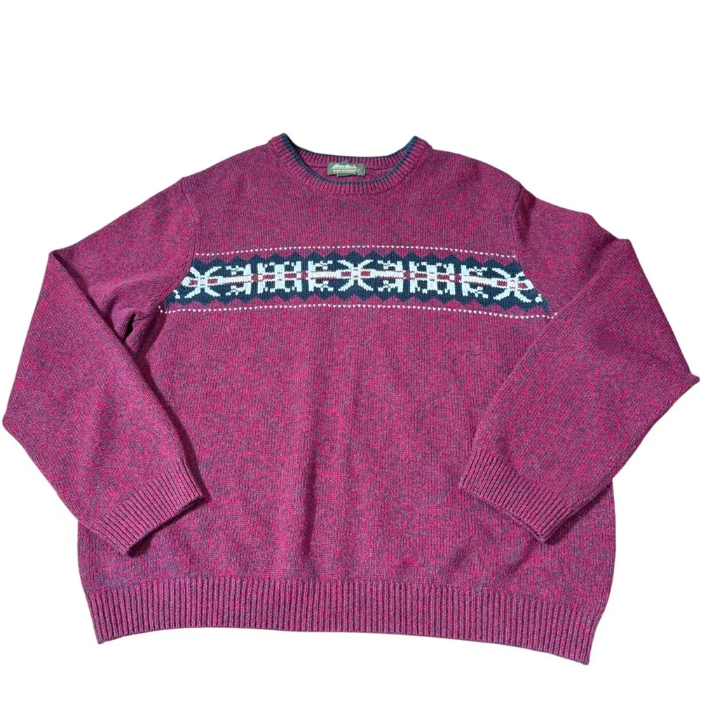 Eddie Bauer Mens Fair Isle Cotton Blend Sweater Size XL‎ Outdoors Cabincore - Picture 4 of 6